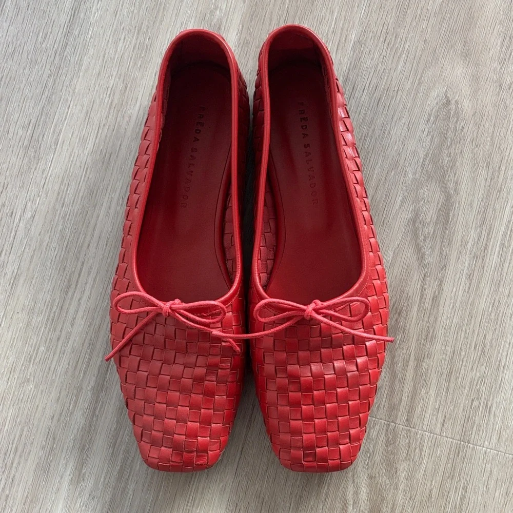 EUC Freda Salvador Jada Square Toe Ballet Flats in Red Size 10 - Picture 8 of 16